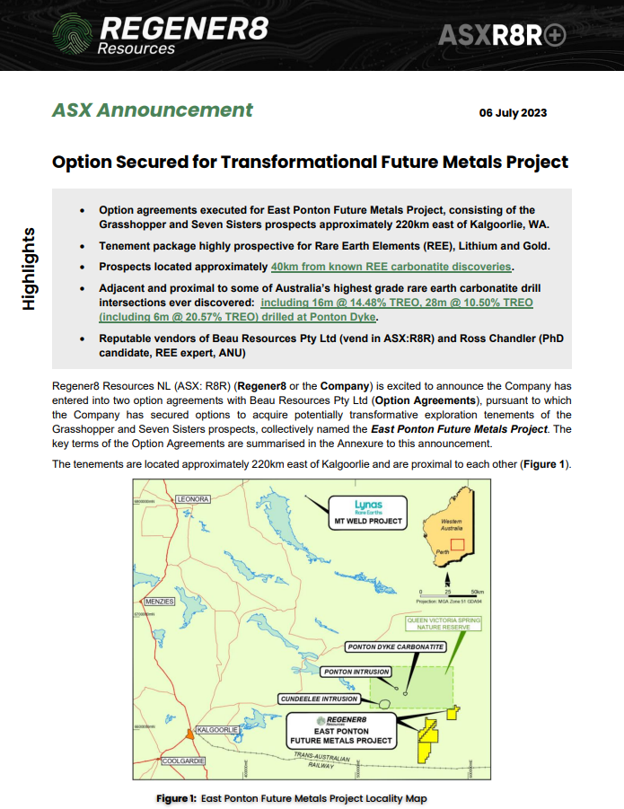 Option Secured for Transformational Future Metals Project